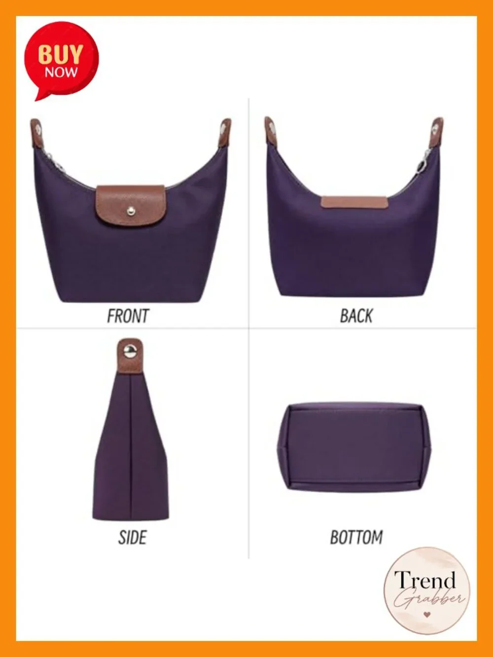 Mini Crossbody Bag Nylon Crescent Purse 3-Way Carry